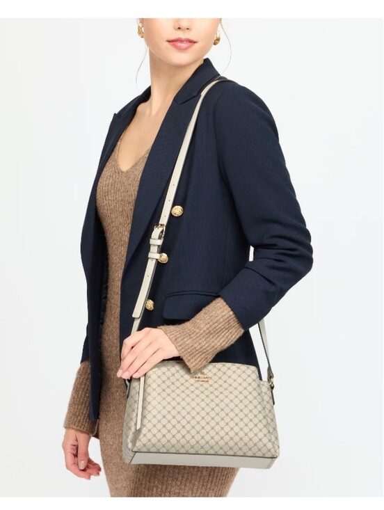 Nine West Handbags - Nine West Cream Patterned Dome Crossbody with Gold Logo